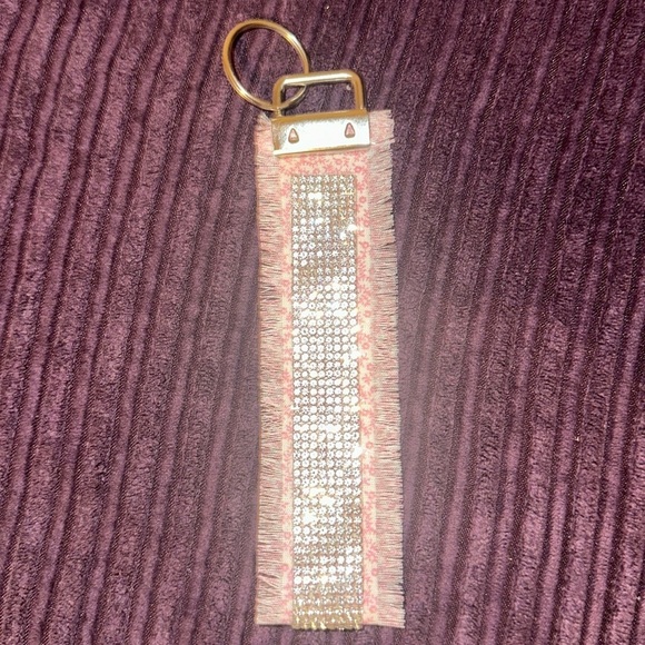Frazeshop Accessories - Frayed Rhinestone Wristlet Keychain .